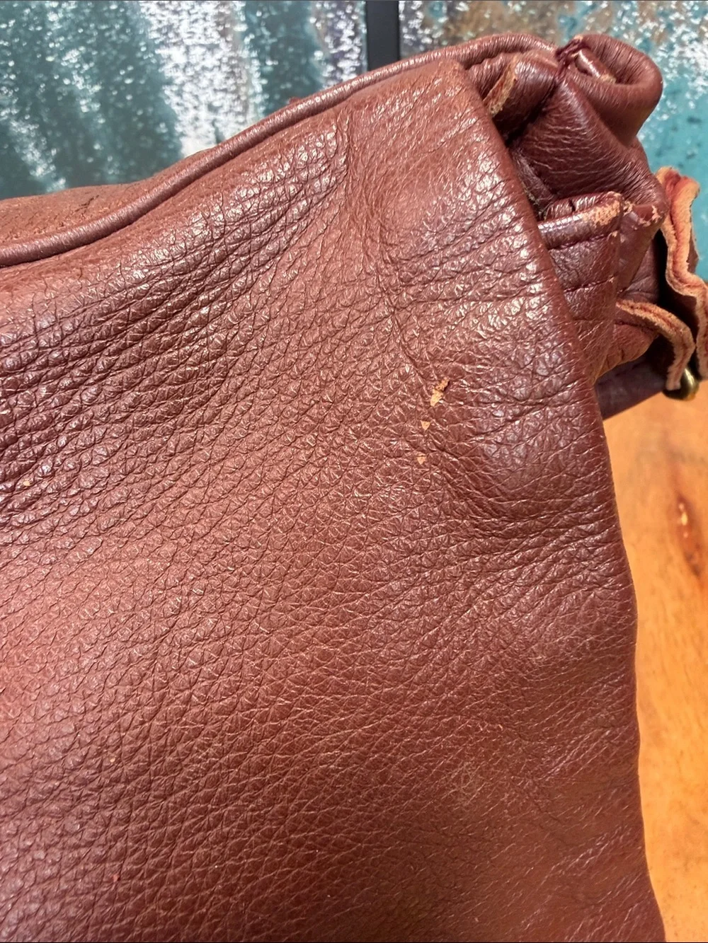 Heacock Vintage Artisanal 1980’s Burgundy/Brown Deerskin Leather Shoulder Bag